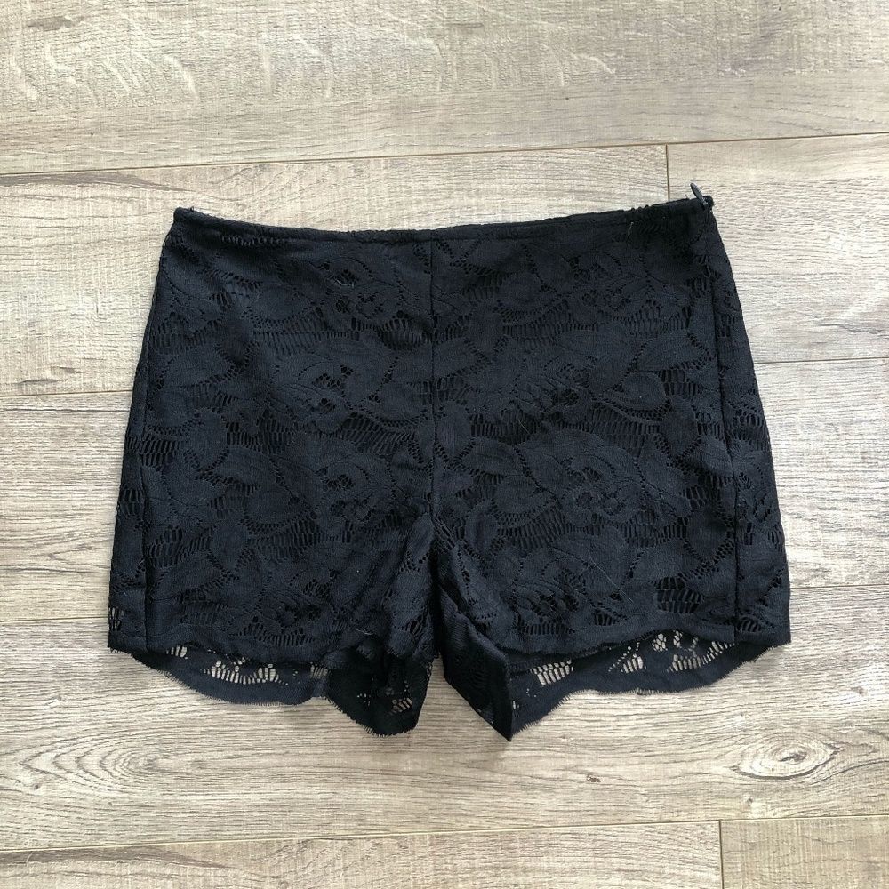 Zara Black Lace High Waist Shorts
